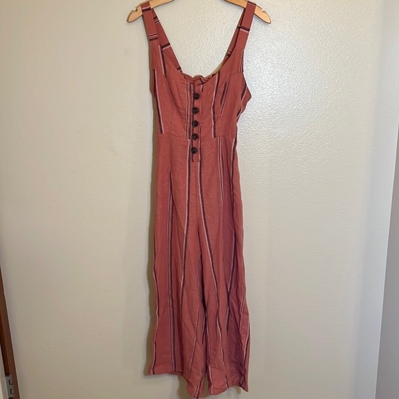 CALI 1850 Striped Open Back Cropped Romper - Picture 1 of 12